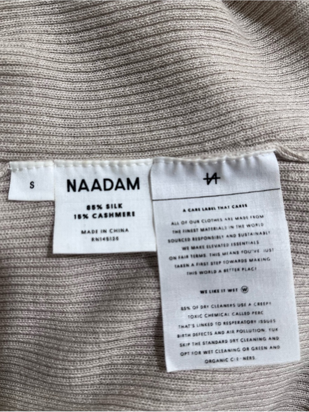 NAADAM Taupe Ribbed V-Neck Button Tank - Picture 4 of 4